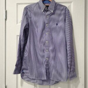 Ralph Lauren Purple Striped Oxford Button Classic Shirt Men's Size Large